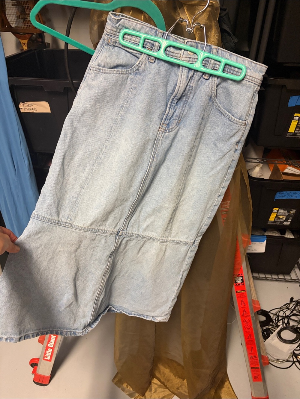 We the Free light wash denim maxi skirt 26”